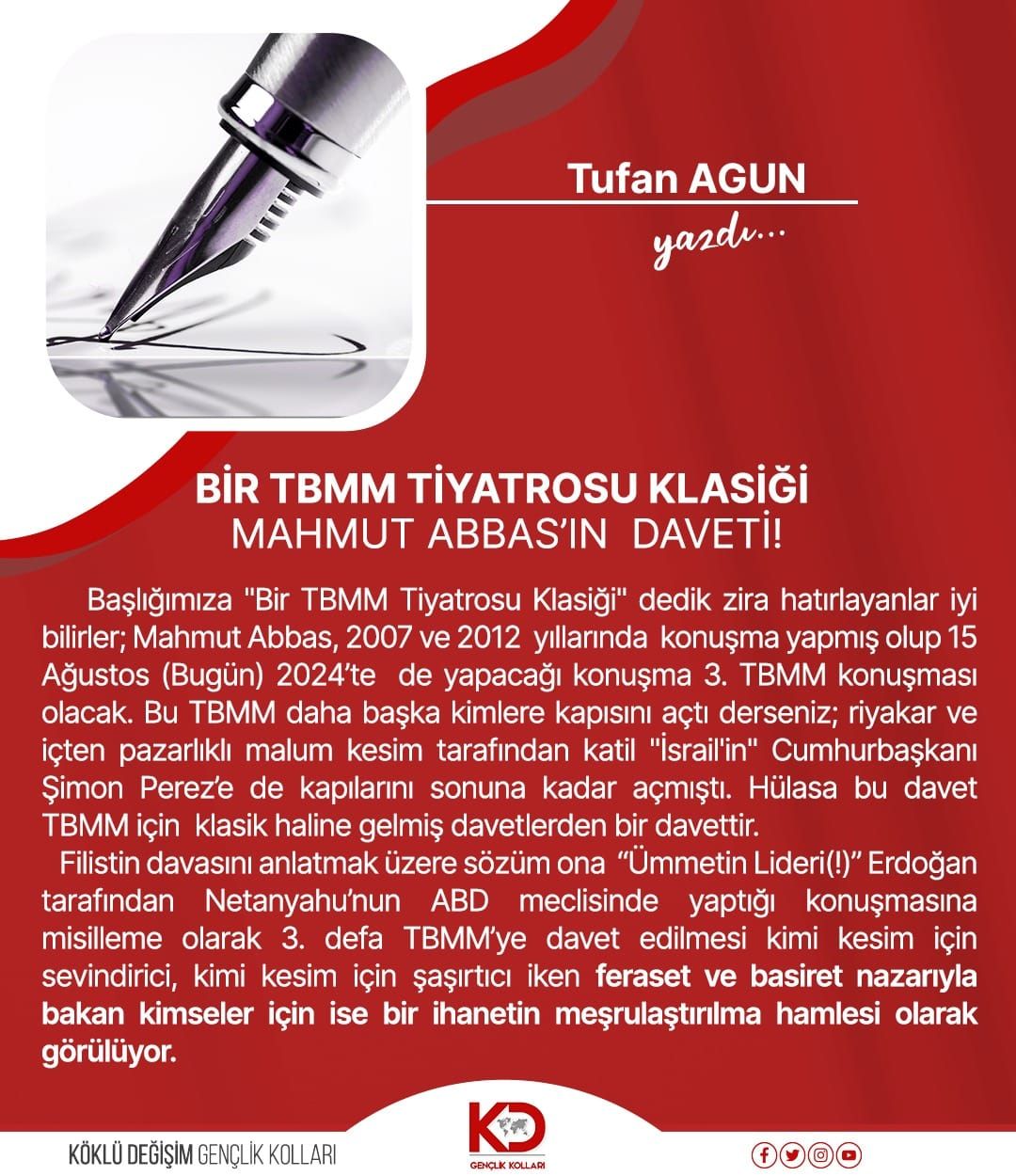 Bir TBMM Tiyatrosu Klasiği Mahmut Abbas’ın Daveti!