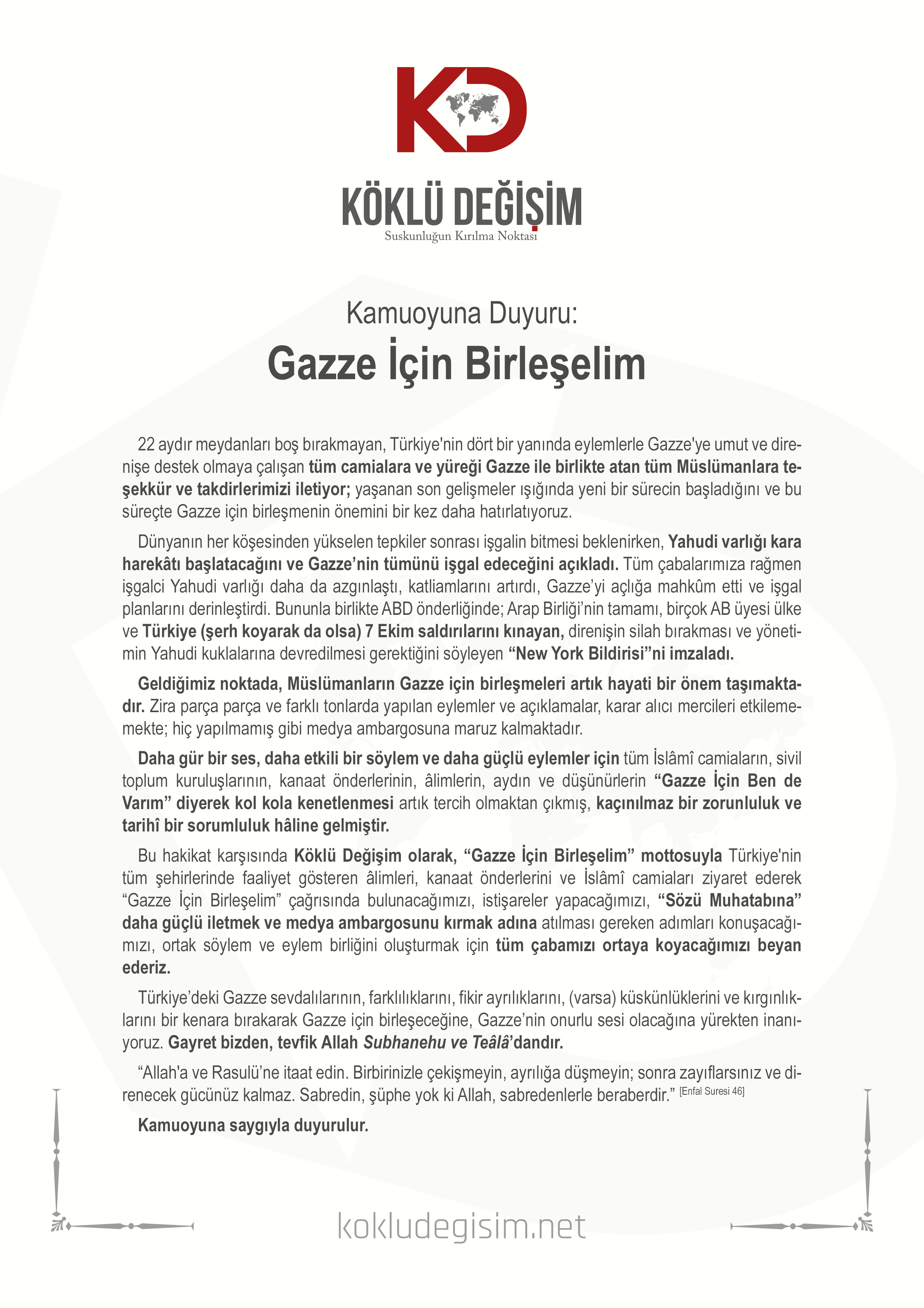 Köklü Değişim Kamuoyu Duyurusu, GAzze İçin Birleşelim.png